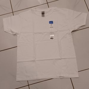 4/$40 New Plain White Tee - Size Large (Youth)